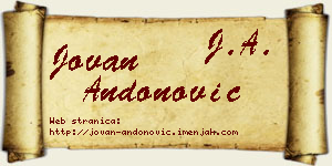 Jovan Andonović vizit kartica